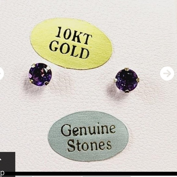 New in Box! 10KT White Gold 5mm Natural Amethysts Earring, - Picture 7 of 8